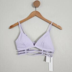 Jonathan Simkhai Eunice Strappy Cage Bikini Top Lupine Purple Padded NWT Medium